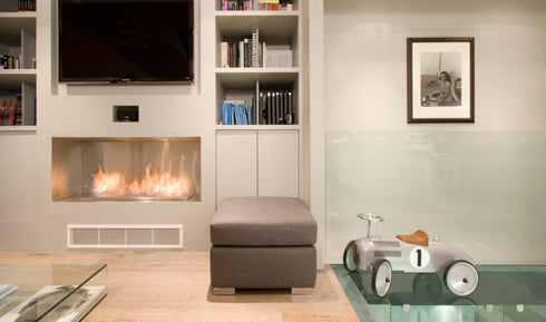 Ecosmart Fire Flex 50SS Single Sided Fireplace Insert - Black Finish / Stainless Steel Burner - ESF.FX.50SS